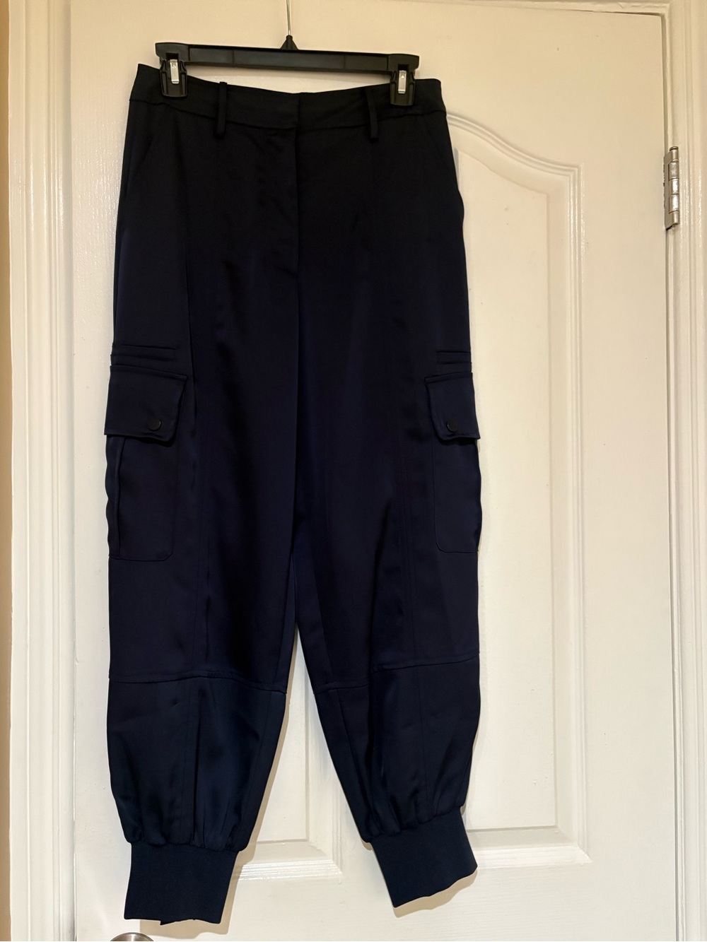 Aqua Navy Cargo Jogger Pants with Elastic Cuffs
